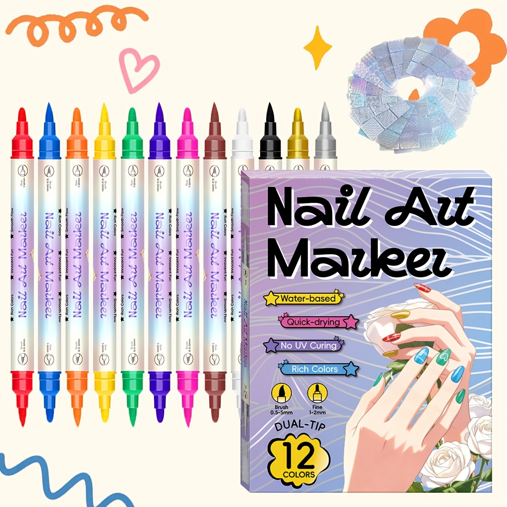 12 Colors Nail Art Pen Set 24  - Copic Marker Sketch recension och pris