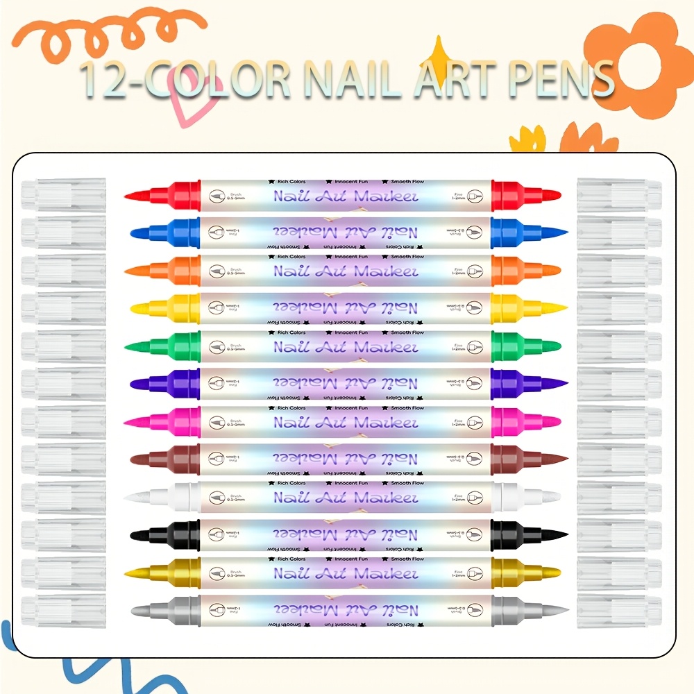 12 Colors Nail Art Pen Set 24  - Copic Marker Sketch recension och pris