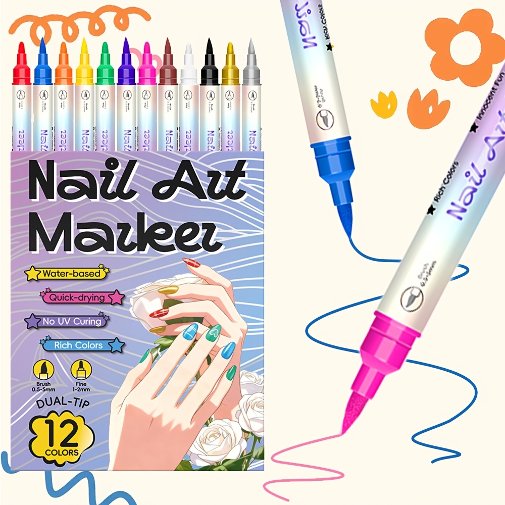 12 Colors Nail Art Pen Set 24  - Copic Marker Sketch recension och pris